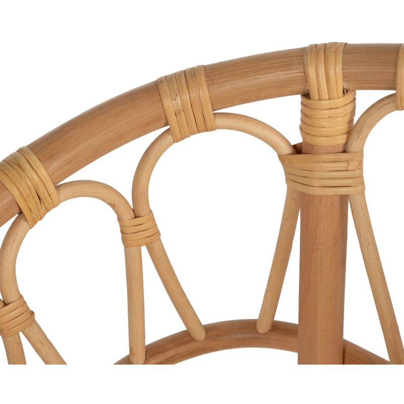 Fauteuil de table vintage en Rotin Naturel Tissu Crème Aranda - 7