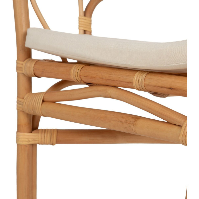 Fauteuil de table vintage en Rotin Naturel Tissu Crème Aranda - 8