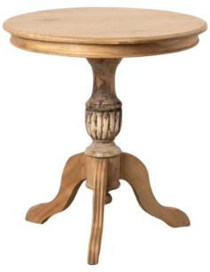 Table à manger vintage Ronde 2 personnes en Bois de mindi Naturel Avila - 1