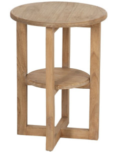 Table d'appoint moderne Ronde 1 étagère en Bois de mindi Naturel Bejar - 1
