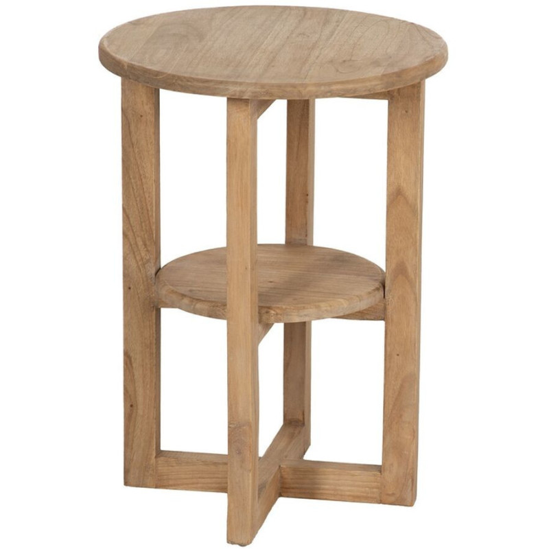 Table d'appoint moderne Ronde 1 étagère en Bois de mindi Naturel Bejar - 1