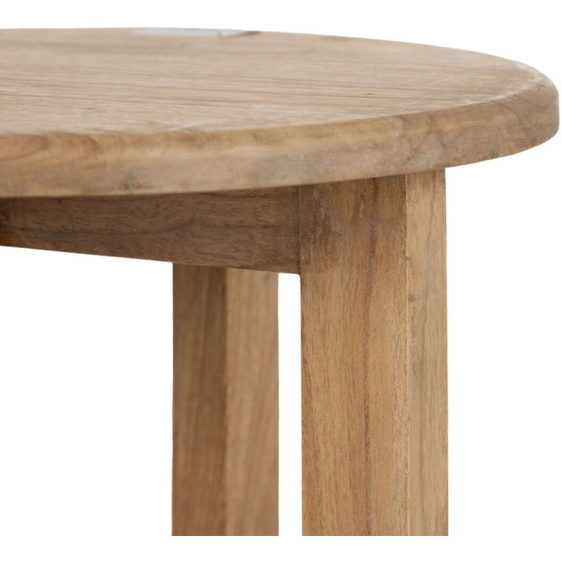 Table d'appoint moderne Ronde 1 étagère en Bois de mindi Naturel Bejar - 5