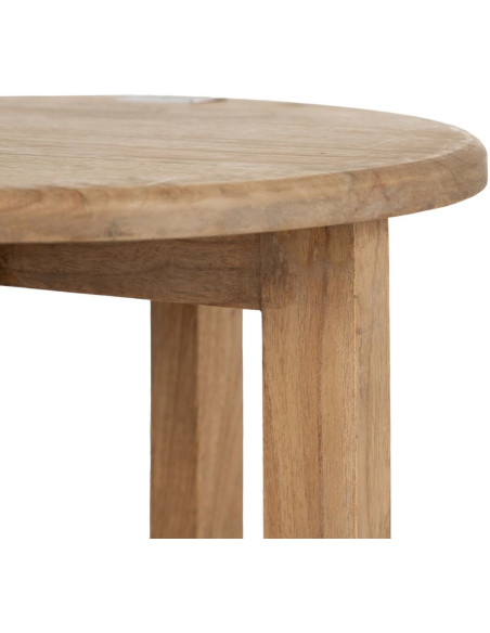 Table d'appoint moderne Ronde 1 étagère en Bois de mindi Naturel Bejar - 5