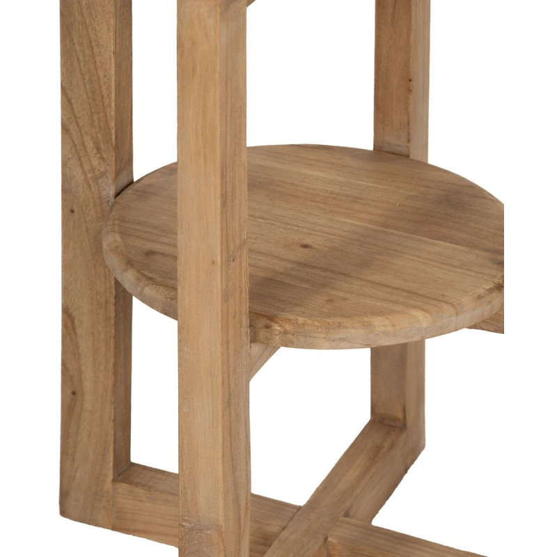 Table d'appoint moderne Ronde 1 étagère en Bois de mindi Naturel Bejar - 6