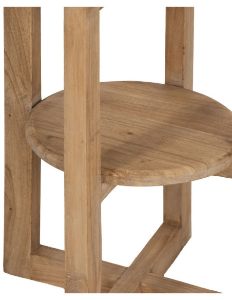 Table d'appoint moderne Ronde 1 étagère en Bois de mindi Naturel Bejar - 6