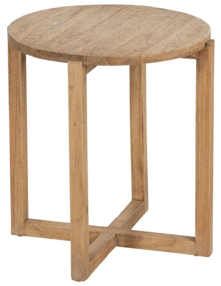 Table d'appoint moderne Ronde en Bois de mindi Naturel Bejar - 1