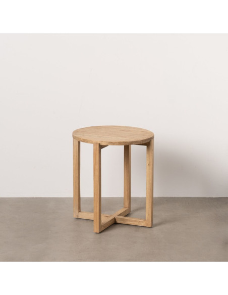 Table d'appoint moderne Ronde en Bois de mindi Naturel Bejar - 2