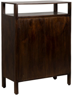 Petit Buffet moderne Bas 2 portes 1 étagère en Bois de manguier Marron Kurt - 1