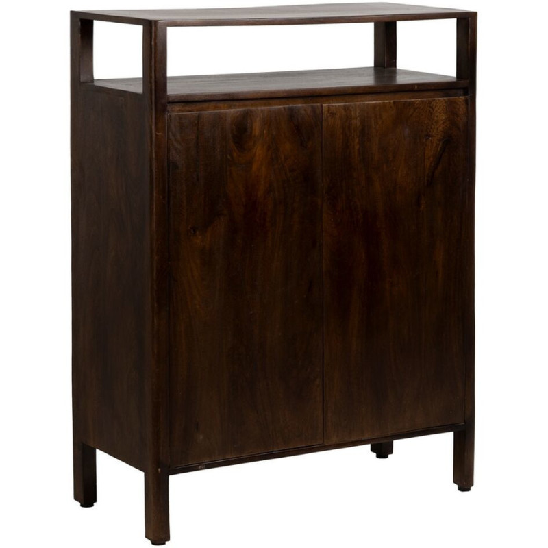 Petit Buffet moderne Bas 2 portes 1 étagère en Bois de manguier Marron Kurt - 1