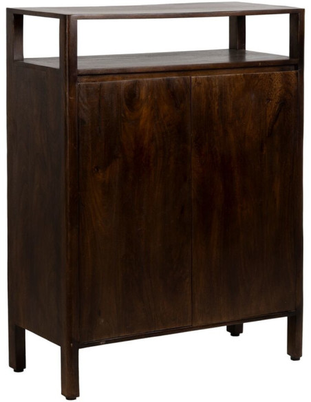 Petit Buffet moderne Bas 2 portes 1 étagère en Bois de manguier Marron Kurt - 1
