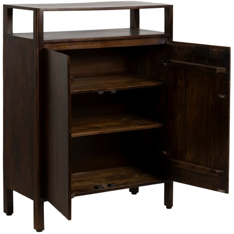Petit Buffet moderne Bas 2 portes 1 étagère en Bois de manguier Marron Kurt - 3