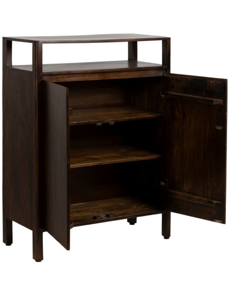 Petit Buffet moderne Bas 2 portes 1 étagère en Bois de manguier Marron Kurt - 3