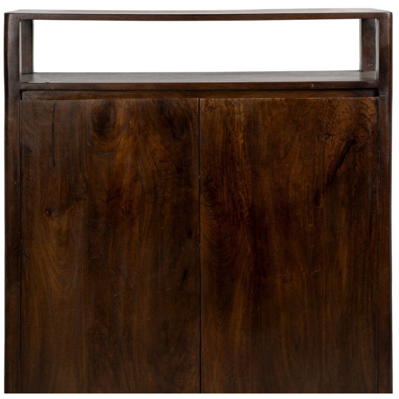 Petit Buffet moderne Bas 2 portes 1 étagère en Bois de manguier Marron Kurt - 5