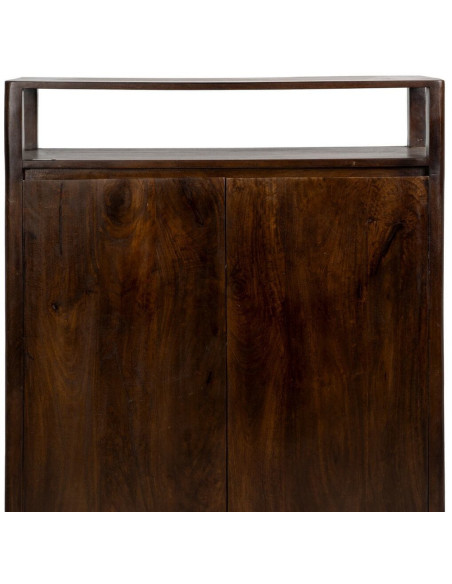 Petit Buffet moderne Bas 2 portes 1 étagère en Bois de manguier Marron Kurt - 5