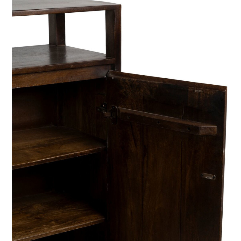 Petit Buffet moderne Bas 2 portes 1 étagère en Bois de manguier Marron Kurt - 6