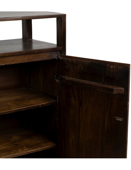 Petit Buffet moderne Bas 2 portes 1 étagère en Bois de manguier Marron Kurt - 6