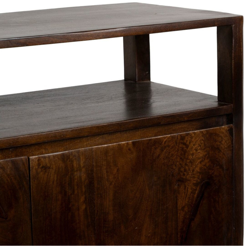Petit Buffet moderne Bas 2 portes 1 étagère en Bois de manguier Marron Kurt - 7