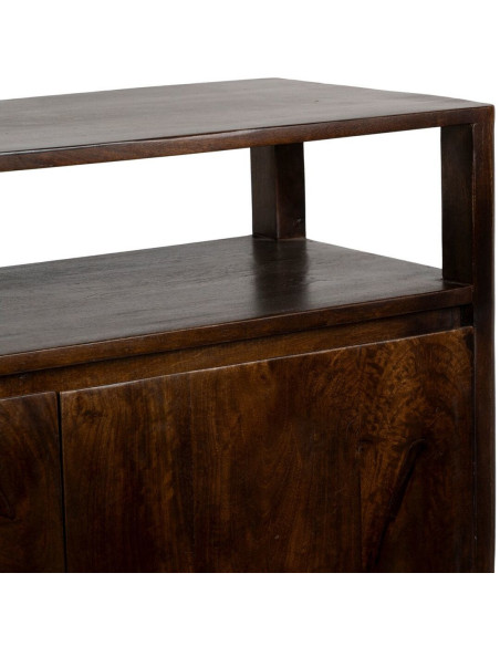 Petit Buffet moderne Bas 2 portes 1 étagère en Bois de manguier Marron Kurt - 7