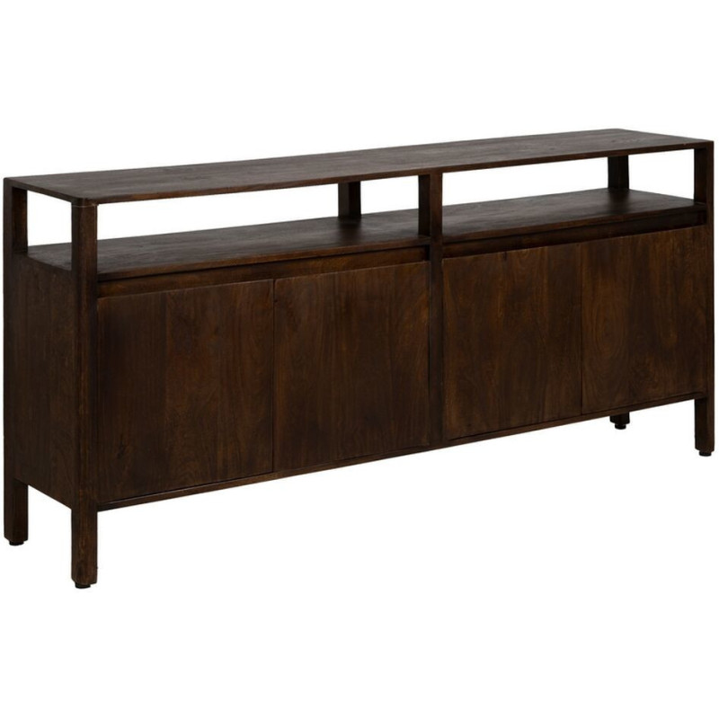 Grand Buffet enfilade moderne Bas 2 portes 1 étagère en Bois de manguier Marron Kurt - 1