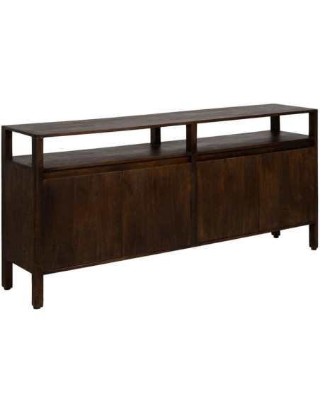 Grand Buffet enfilade moderne Bas 2 portes 1 étagère en Bois de manguier Marron Kurt - 1