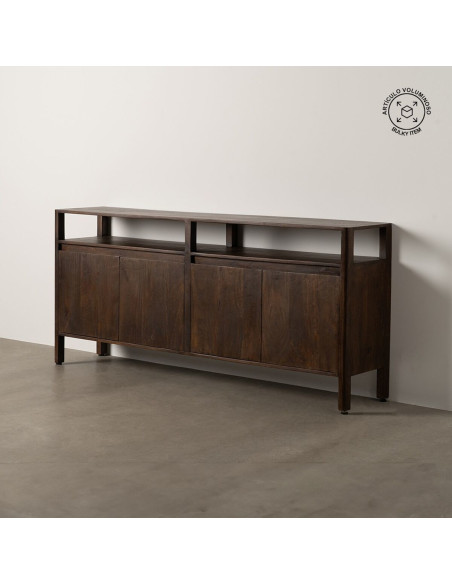 Grand Buffet enfilade moderne Bas 2 portes 1 étagère en Bois de manguier Marron Kurt - 2