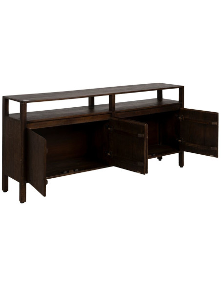 Grand Buffet enfilade moderne Bas 2 portes 1 étagère en Bois de manguier Marron Kurt - 3