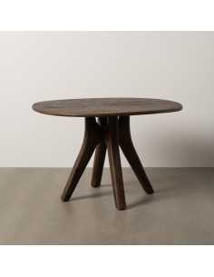 Table à manger moderne Ovale 4 personnes en Bois de manguier Marron Nijar - 1 2