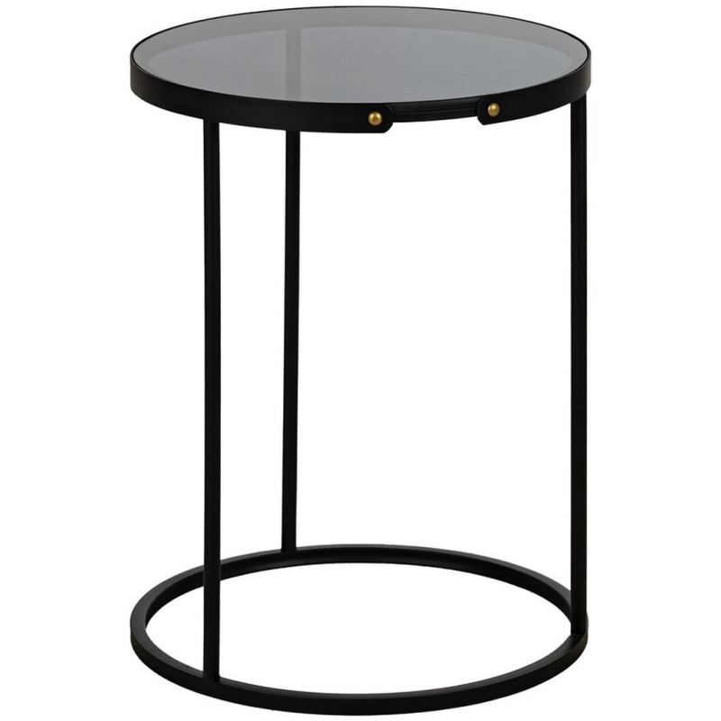Table d'appoint gigogne moderne chic Ronde en Métal Noir Verre Transparent Telde (Lot de 2) - 3