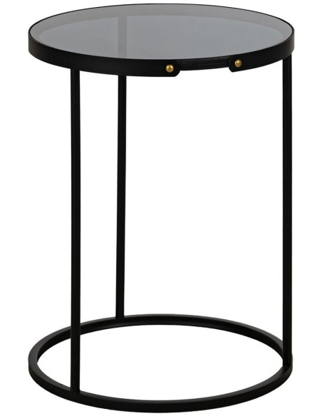 Table d'appoint gigogne moderne chic Ronde en Métal Noir Verre Transparent Telde (Lot de 2) - 3
