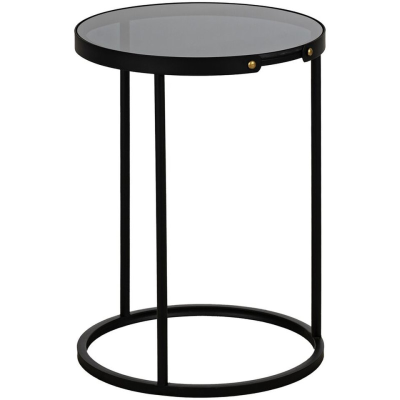 Table d'appoint gigogne moderne chic Ronde en Métal Noir Verre Transparent Telde (Lot de 2) - 4
