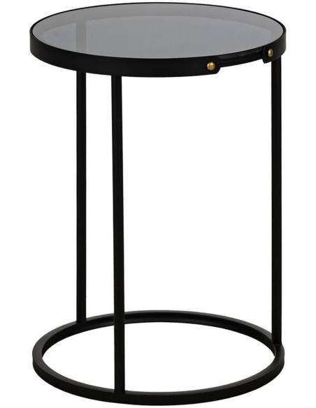 Table d'appoint gigogne moderne chic Ronde en Métal Noir Verre Transparent Telde (Lot de 2) - 4