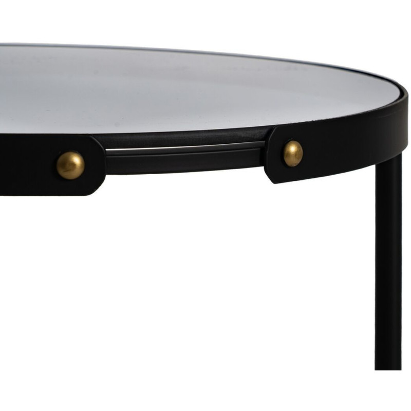 Table d'appoint gigogne moderne chic Ronde en Métal Noir Verre Transparent Telde (Lot de 2) - 6
