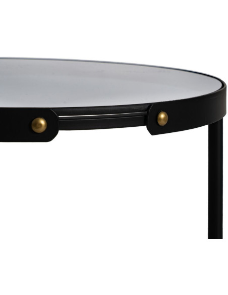 Table d'appoint gigogne moderne chic Ronde en Métal Noir Verre Transparent Telde (Lot de 2) - 6