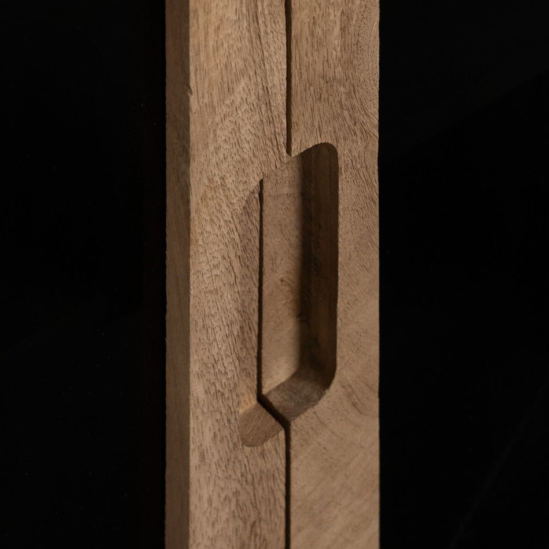 Grand Buffet enfilade moderne Bas 4 portes en Bois de manguier Naturel Verre Noir Semi transparent Burnie - 7