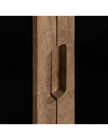 Grand Buffet enfilade moderne Bas 4 portes en Bois de manguier Naturel Verre Noir Semi transparent Burnie - 7