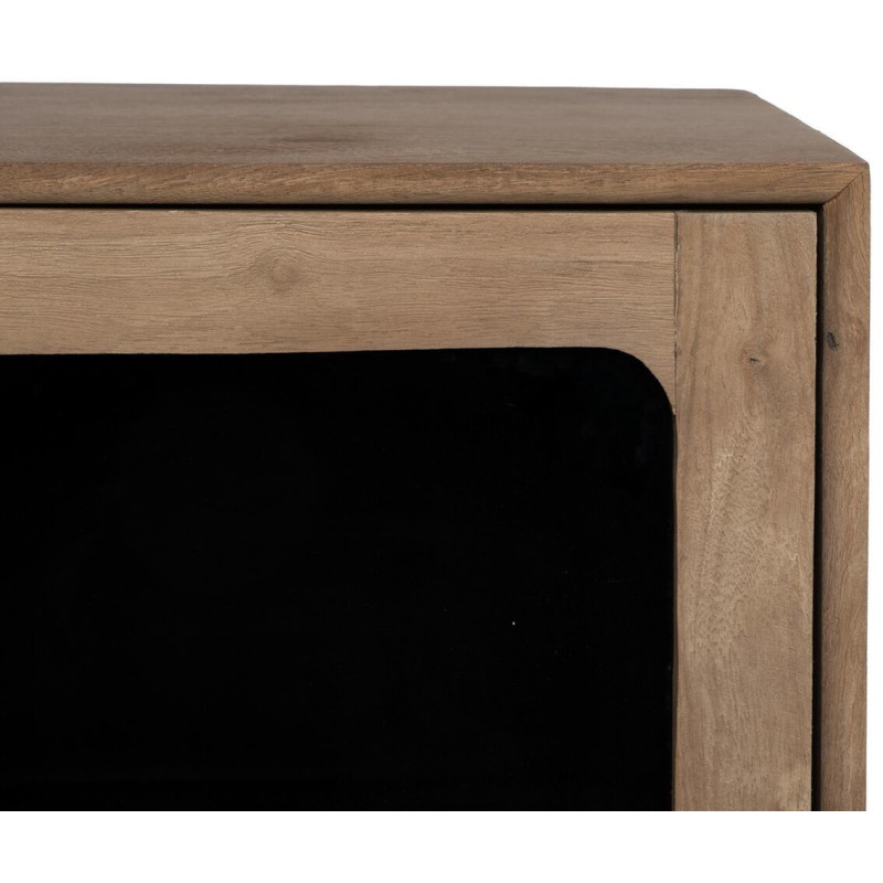 Grand Buffet enfilade moderne Bas 4 portes en Bois de manguier Naturel Verre Noir Semi transparent Burnie - 8