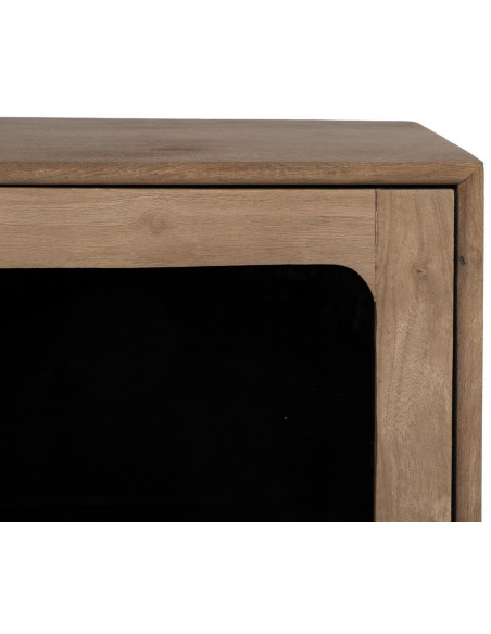 Grand Buffet enfilade moderne Bas 4 portes en Bois de manguier Naturel Verre Noir Semi transparent Burnie - 8