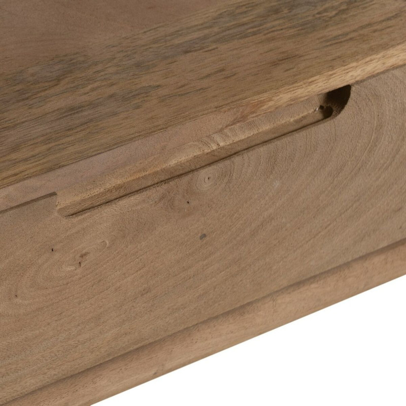 Grand Meuble de télé moderne 4 portes 1 tiroir 1 niche en Bois de manguier Naturel Verre Noir Semi transparent Burnie - 8