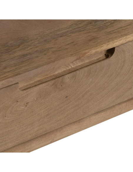 Grand Meuble de télé moderne 4 portes 1 tiroir 1 niche en Bois de manguier Naturel Verre Noir Semi transparent Burnie - 8