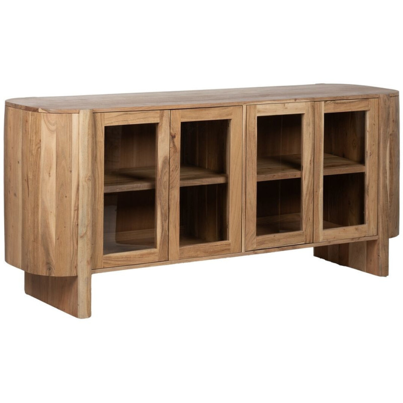 Buffet Enfilade moderne Bas 4 portes en Bois d'acacia Naturel Verre Transparent Creel - 1