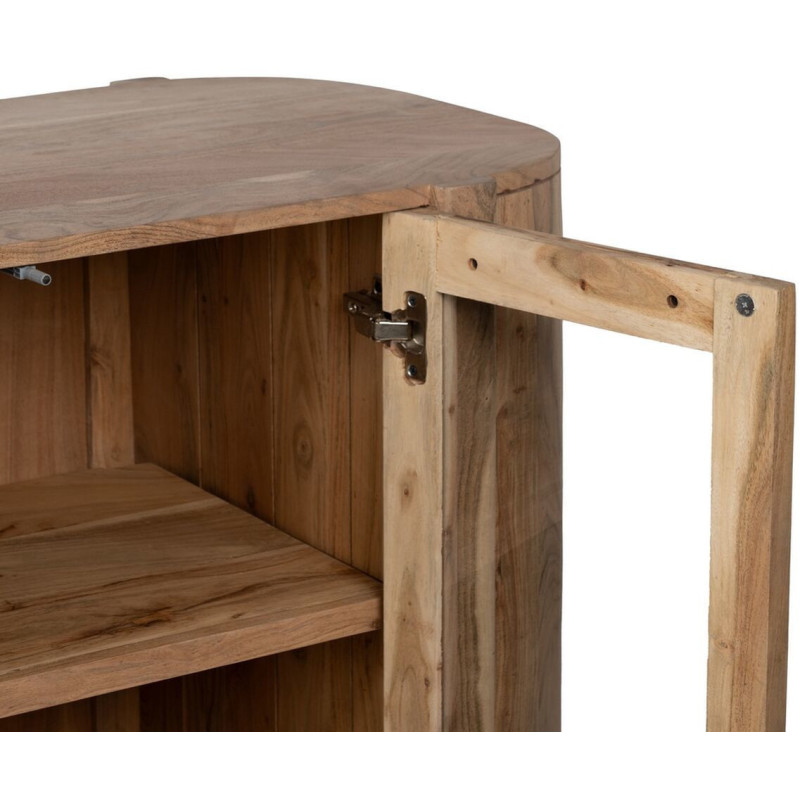 Buffet Enfilade moderne Bas 4 portes en Bois d'acacia Naturel Verre Transparent Creel - 5