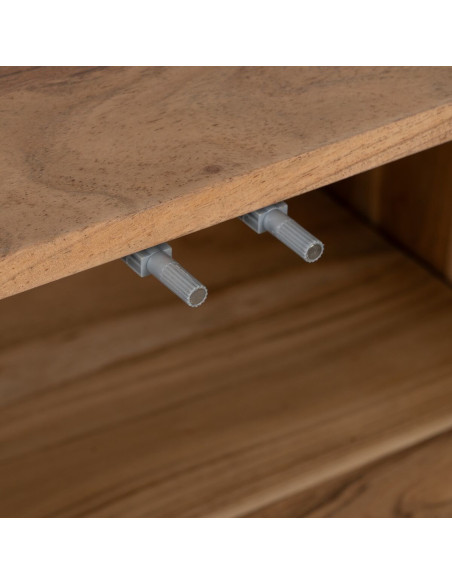 Buffet Enfilade moderne Bas 4 portes en Bois d'acacia Naturel Verre Transparent Creel - 6