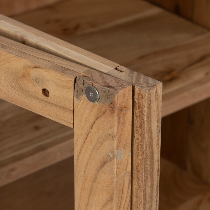 Buffet Enfilade moderne Bas 4 portes en Bois d'acacia Naturel Verre Transparent Creel - 7