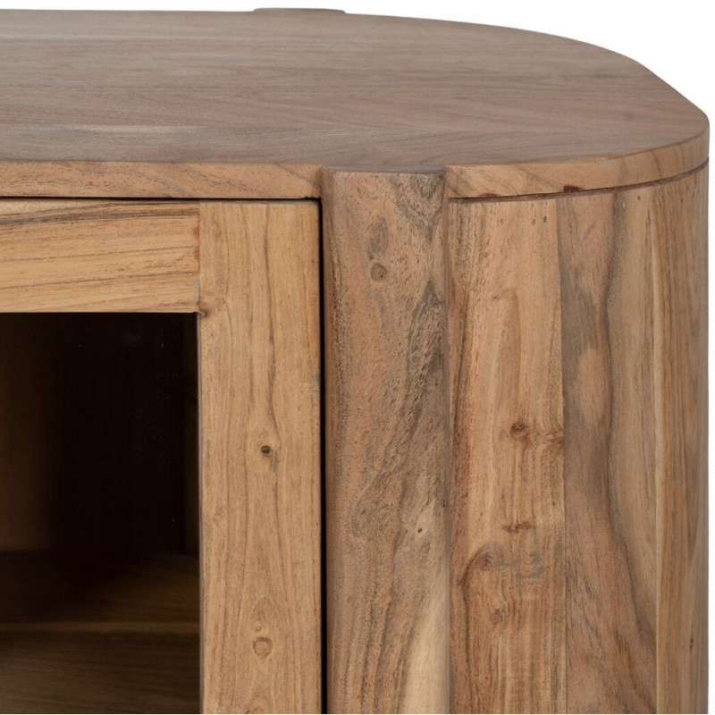 Buffet Enfilade moderne Bas 4 portes en Bois d'acacia Naturel Verre Transparent Creel - 8