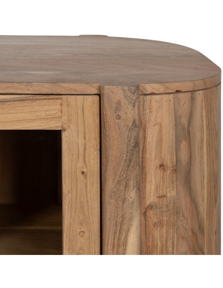 Buffet Enfilade moderne Bas 4 portes en Bois d'acacia Naturel Verre Transparent Creel - 8