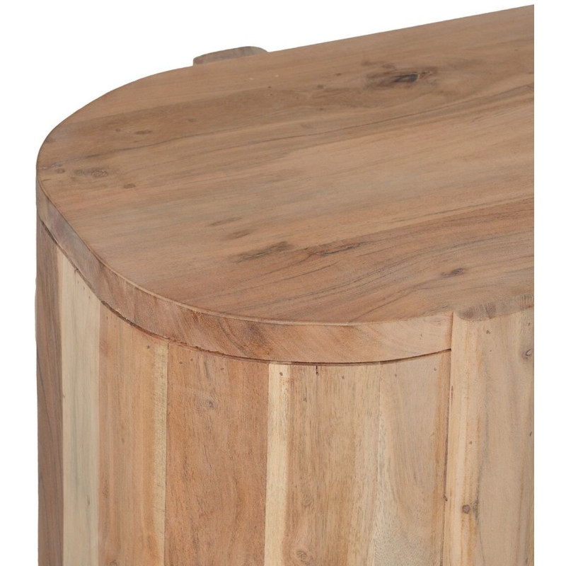 Grand Meuble télé moderne 4 portes en Bois d'acacia Naturel Verre Transparent Creel - 4