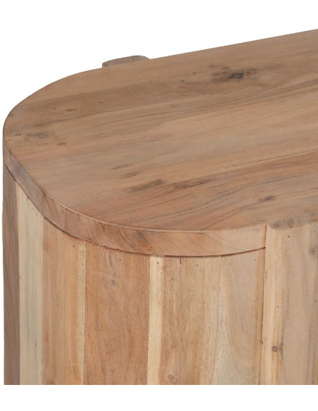 Grand Meuble télé moderne 4 portes en Bois d'acacia Naturel Verre Transparent Creel - 4