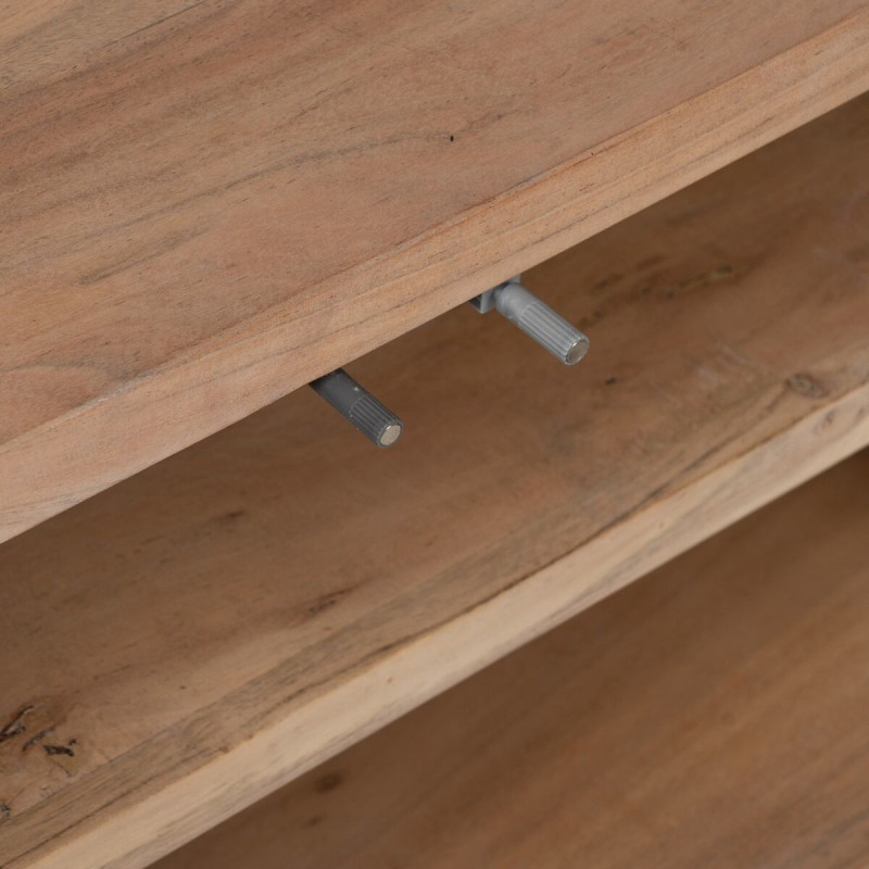 Grand Meuble télé moderne 4 portes en Bois d'acacia Naturel Verre Transparent Creel - 7