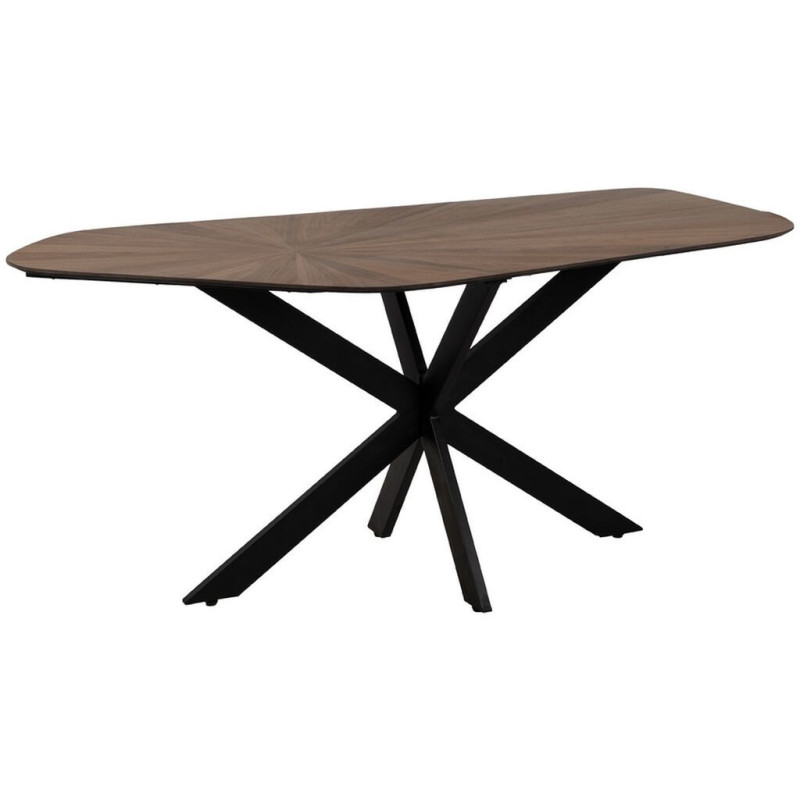 Table à manger moderne Originale 8 personnes en Bois MDF Naturel Métal Noir Rubielos - 1