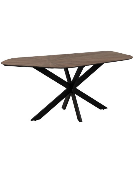Table à manger moderne Originale 8 personnes en Bois MDF Naturel Métal Noir Rubielos - 1
